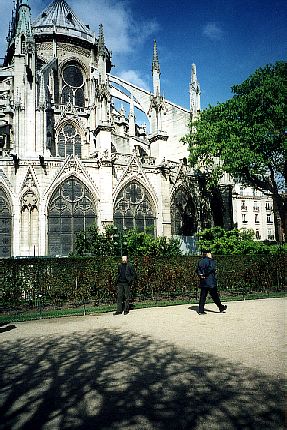 The backside of Notre Dame behind Hannu's backside.